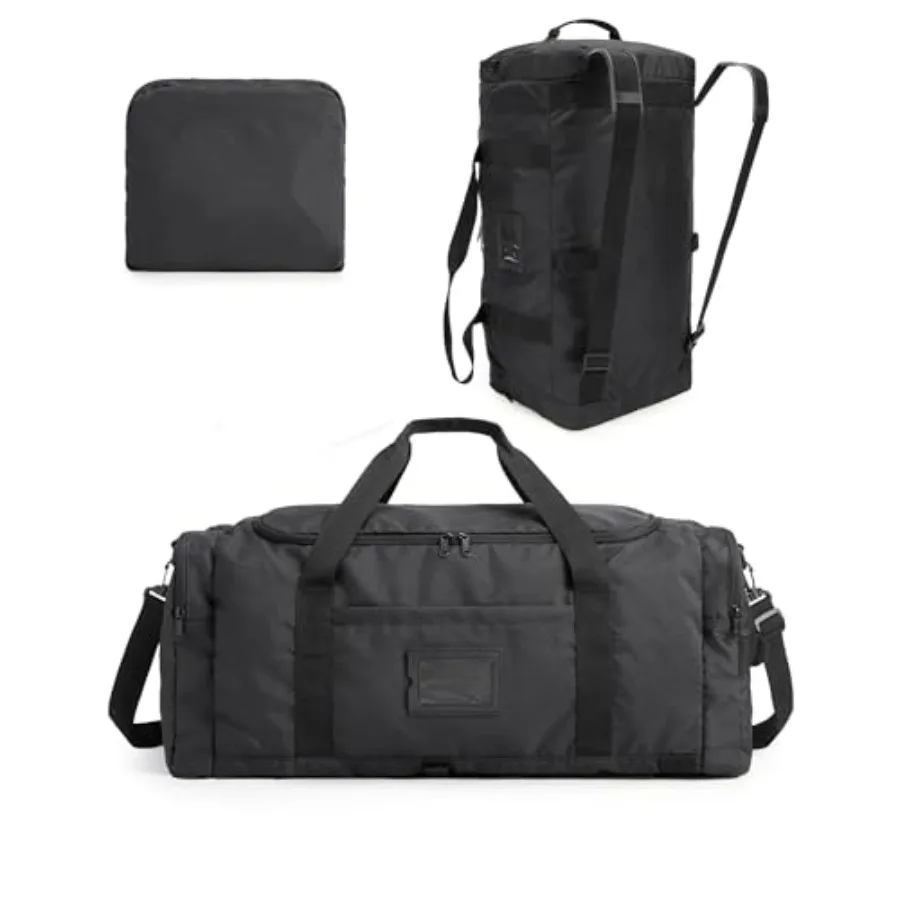 BAGSAMRT 60L Foldable Duffle Bag for Travel, Large Travel Duffel Bag for Men, 4 in 1 Travel Backpack, Carry on Weekender Bag