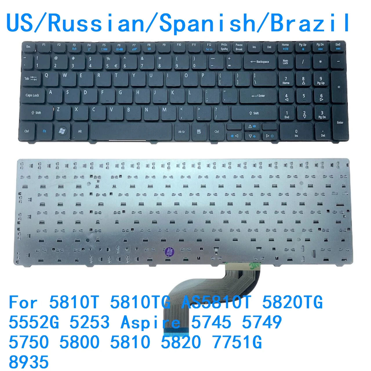 

Клавиатура US RU SP BR для Acer 5810T 5810TG AS5810T 5820TG 5552G 5253 Aspire 5745 5749 5750 5800 5810 5820 7751G 8935