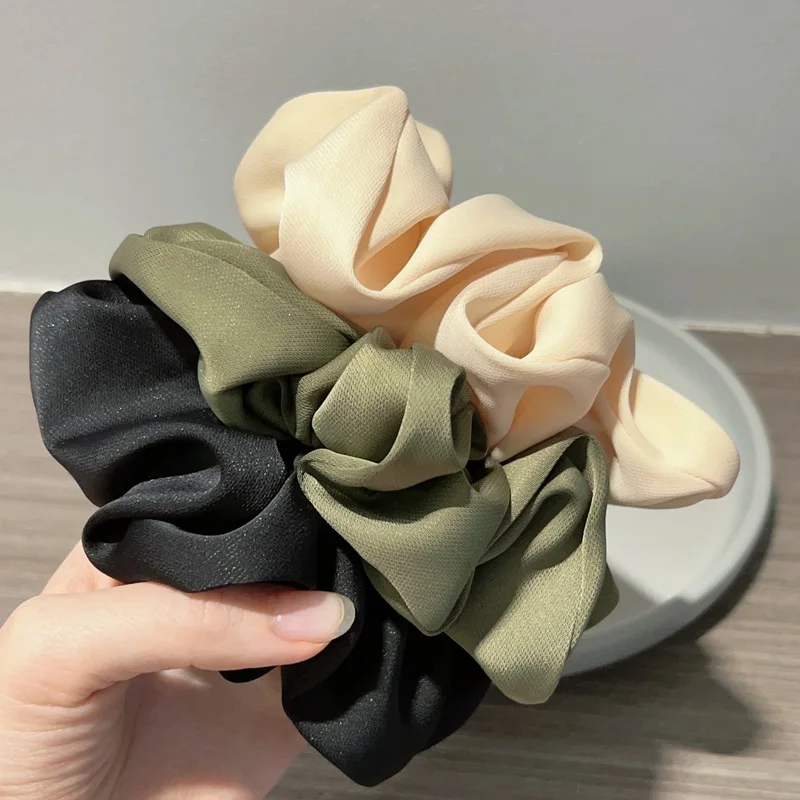 Korea Fashion Silk Scrunchie For Women Elastic Satin Hair Tie Girls Solid Color Silk Hair Bands chouchou soie hair accessories