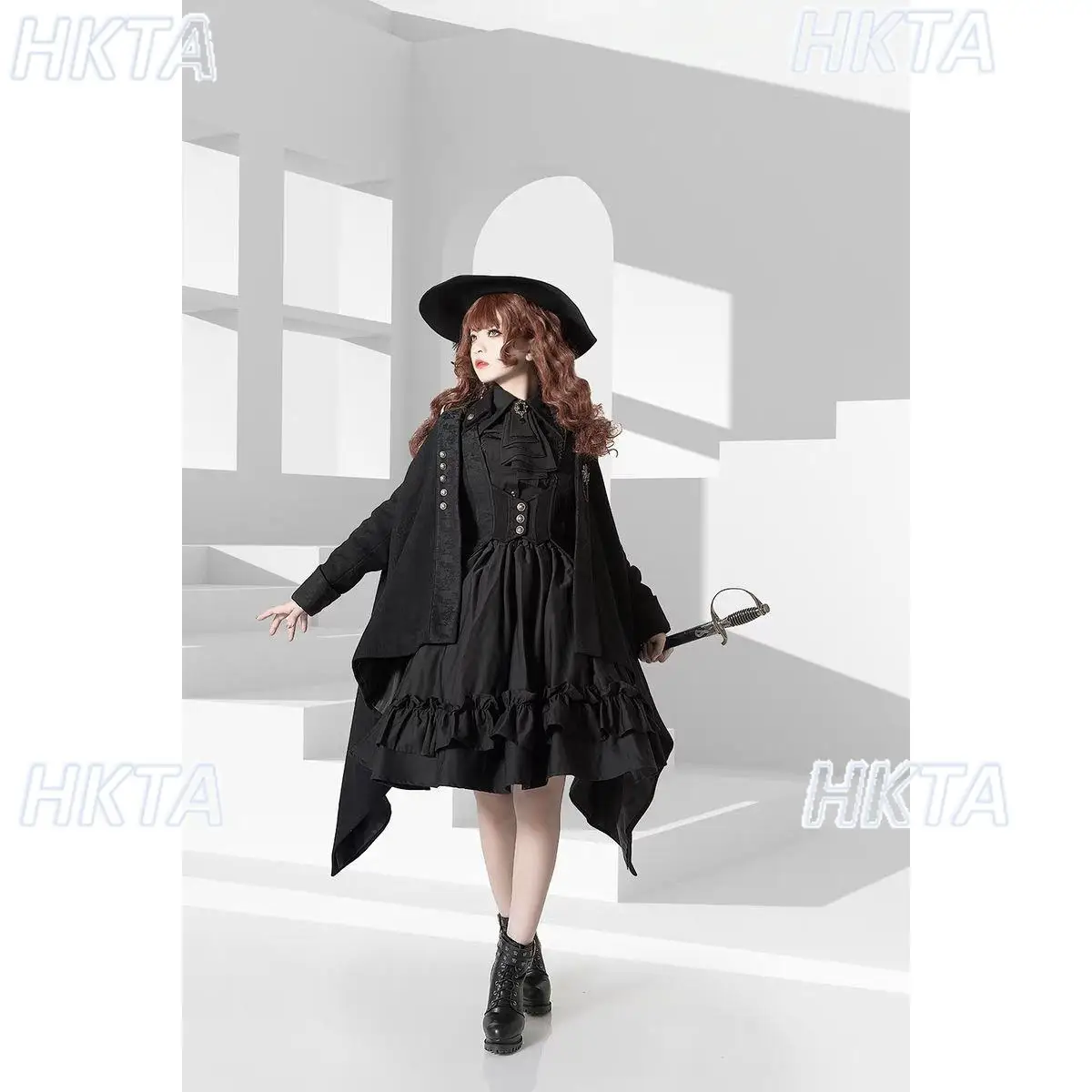 

Sweet Cool Lolita Subculture Dark Slim Fit Short Shirt Top Vintage Saliva Towel Lapel Leg Lamb Long Sleeve Black Blusas Women