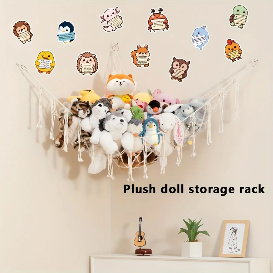 Large Toy Hammock Net for Stuffed Animals Room Decor - Cute Stuff Animal Organizer Plush Holder - Kids Wall Bedroom Home Decor - view 3