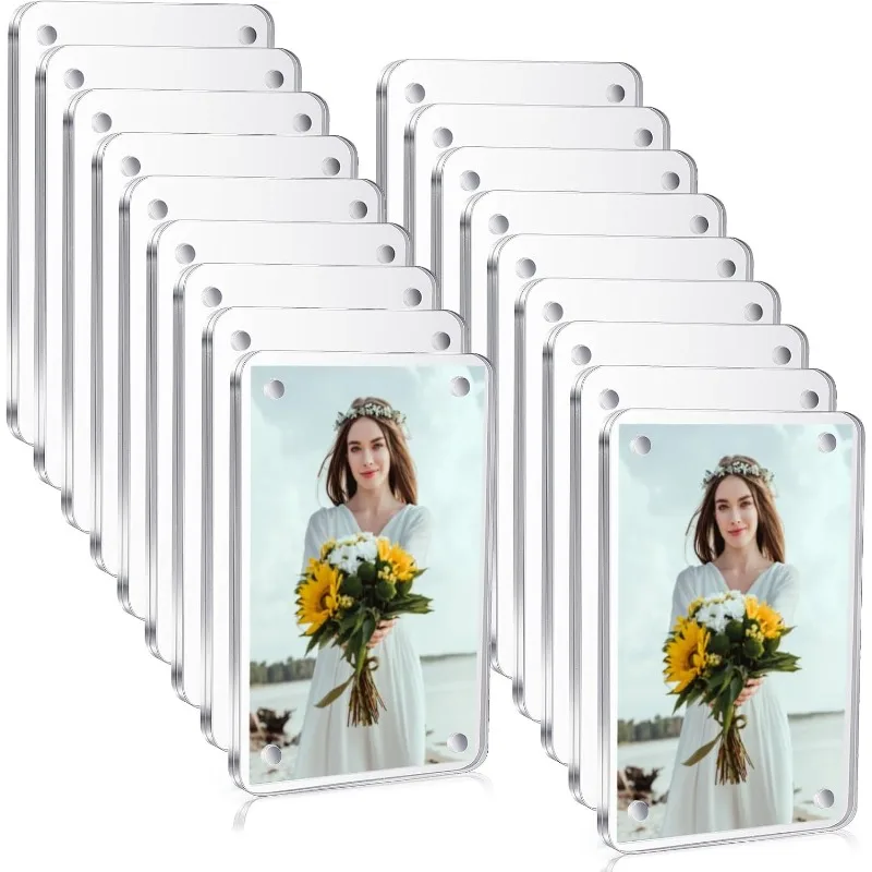 

24 Pcs Acrylic Refrigerator Magnet Picture Frame Small Picture Holder Compatible with Fujifilm Instax Film Photo 2.36x3.54In