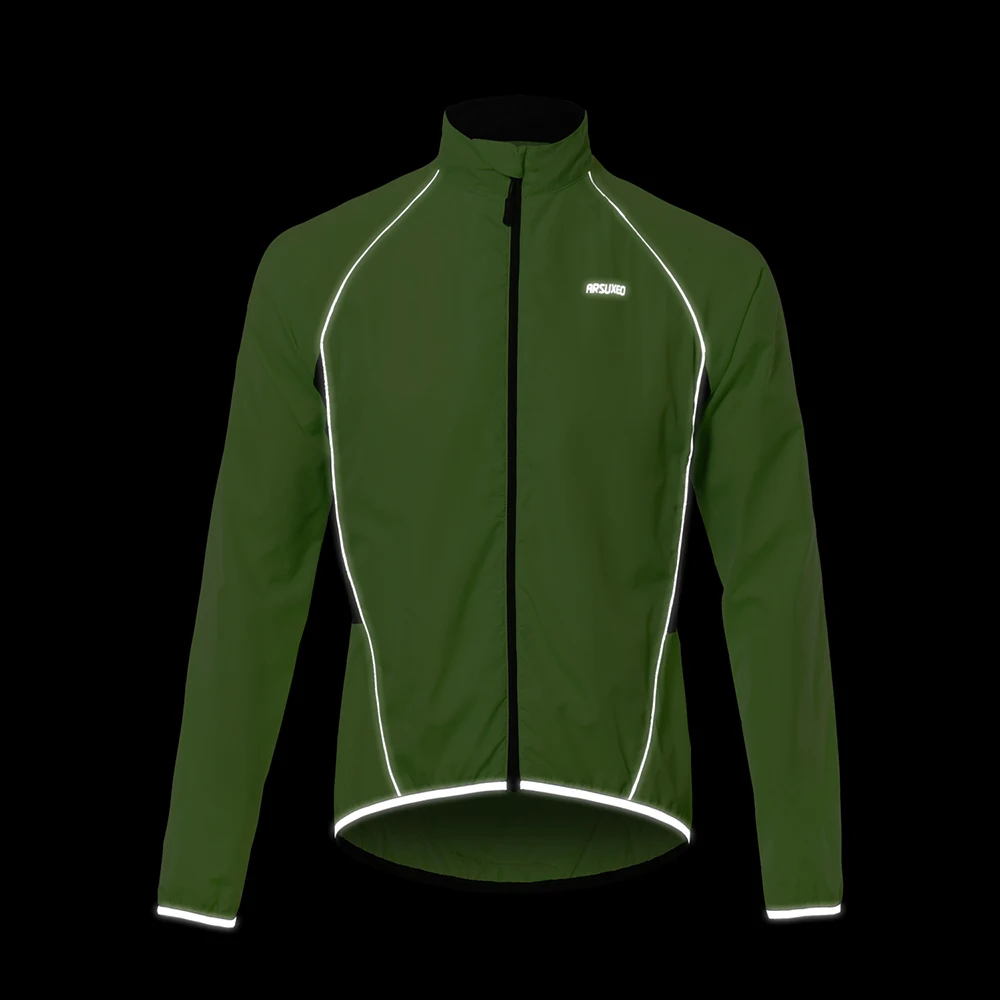 ARSUXEO Men Cycg Jacket Windproof Waterproof Bike Jerseys MTB Clothing Running Windbreaker Thin Bicycle Wind Coat Reflective