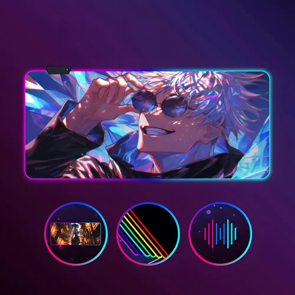 

Jujutsu Kaisen Gojo Satoru Mouse Pad RGB Luminous 900X400mm Large Table Mat Non-slip Extra Large Game Office Mouse Pad