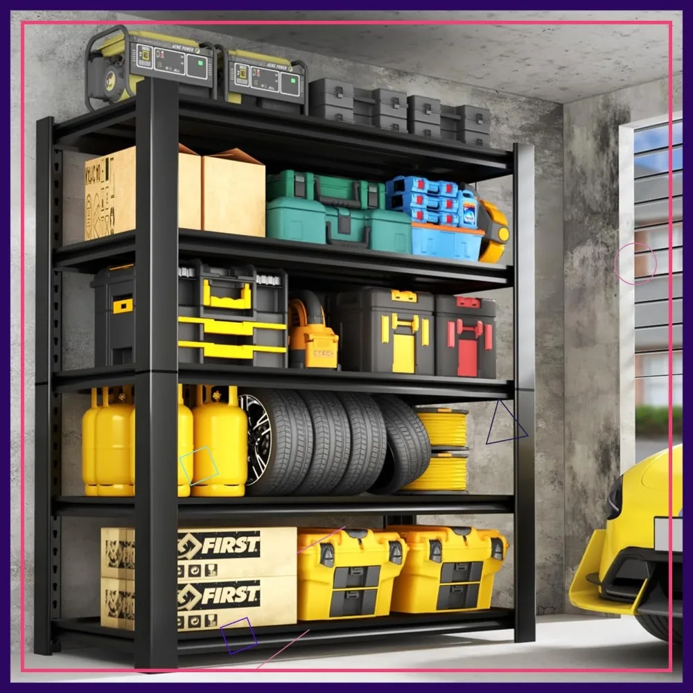 

Heavy Duty 5-Tier Garage Storage Rack, Adjustable Steel Shelving Unit for Home & Workshop Organization