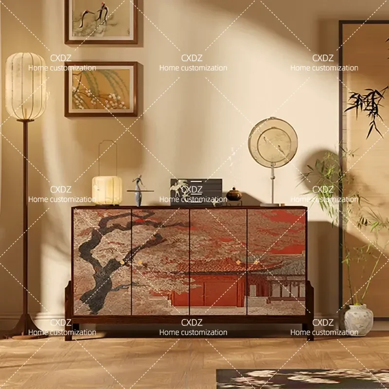 Song-style aesthetic entrance partition cabinet Chinese-style living room tea room retro locker dining side cabinet