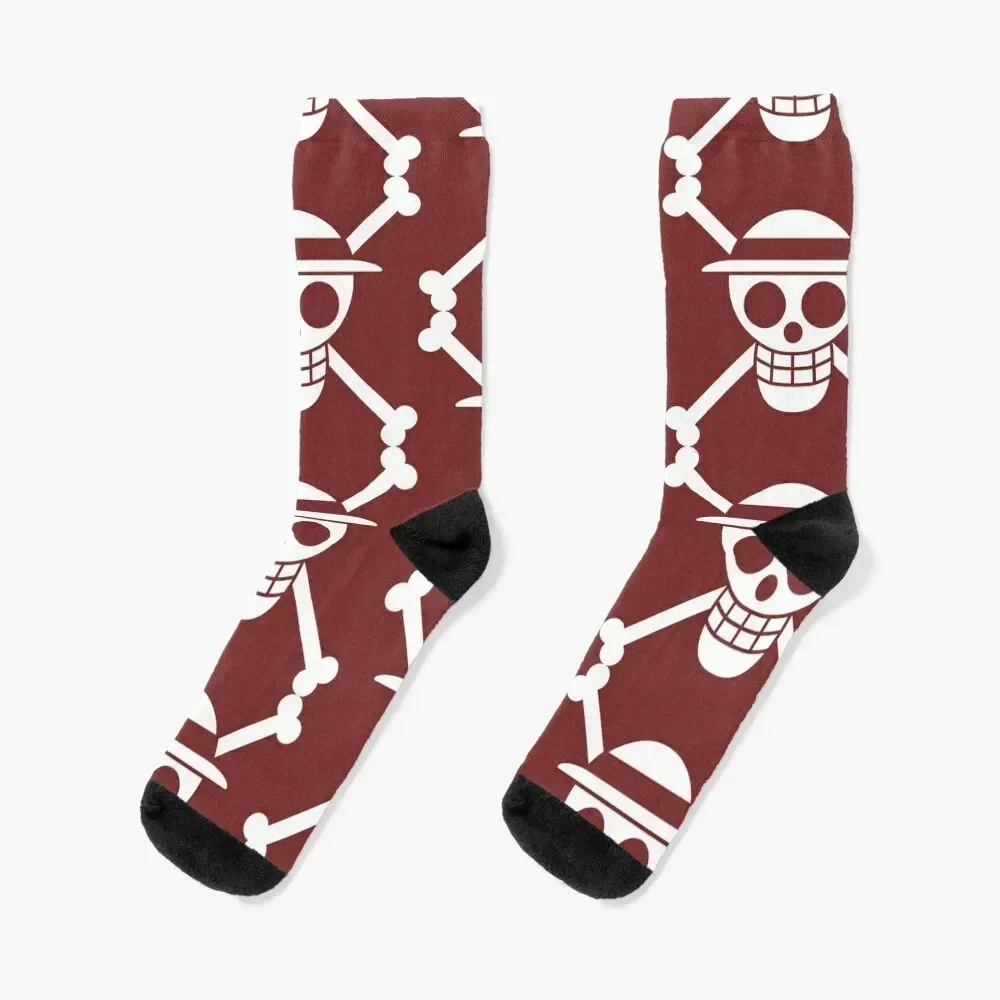 

Staw Hat pirates Jolly Roger Socks sheer New year's Run gift Mens Socks Women's