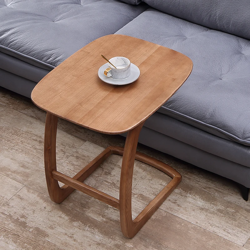 Nordic simple ash wood C-shaped side table sofa all solid wood corner removable mini coffee bedside small