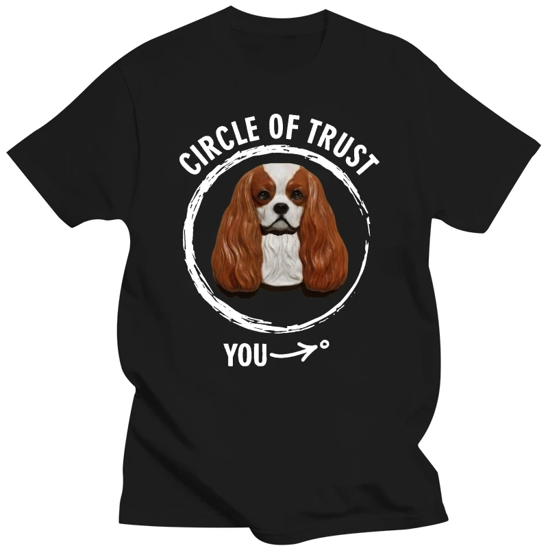 100% Cotton Short Sleeve O-Neck Tops Tee Shirts Circle of Trust - Cavalier King Charles Spaniel Dog Tshirt Design