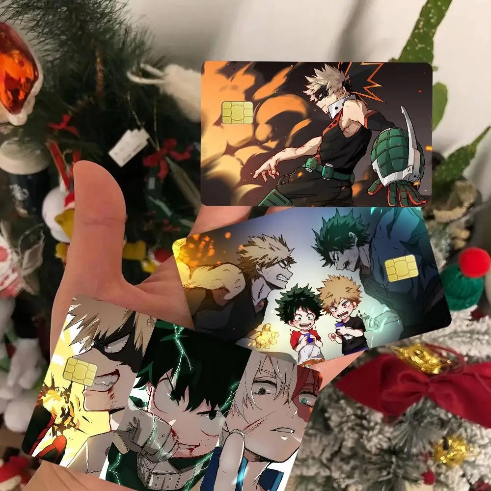 غطاء لاصق لعبة My Hero Academia Bakugou Katsuki من أجل الجانب الأمامي لبطاقة الخصم الائتمانية ذات الرقاقة الصغيرة