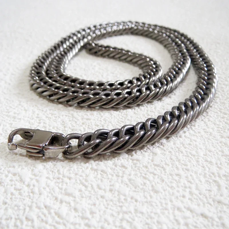 Titanium Horsewhip Necklace Double Woven Design Unisex Fashion Jewelry Durable Lightweight Gift