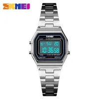 SKMEI 1415 Luxury Clock Sports Watch for Women Retro Digital Stainless Steel Electron Waterproof Wristwatches 1123 Relojes Mujer