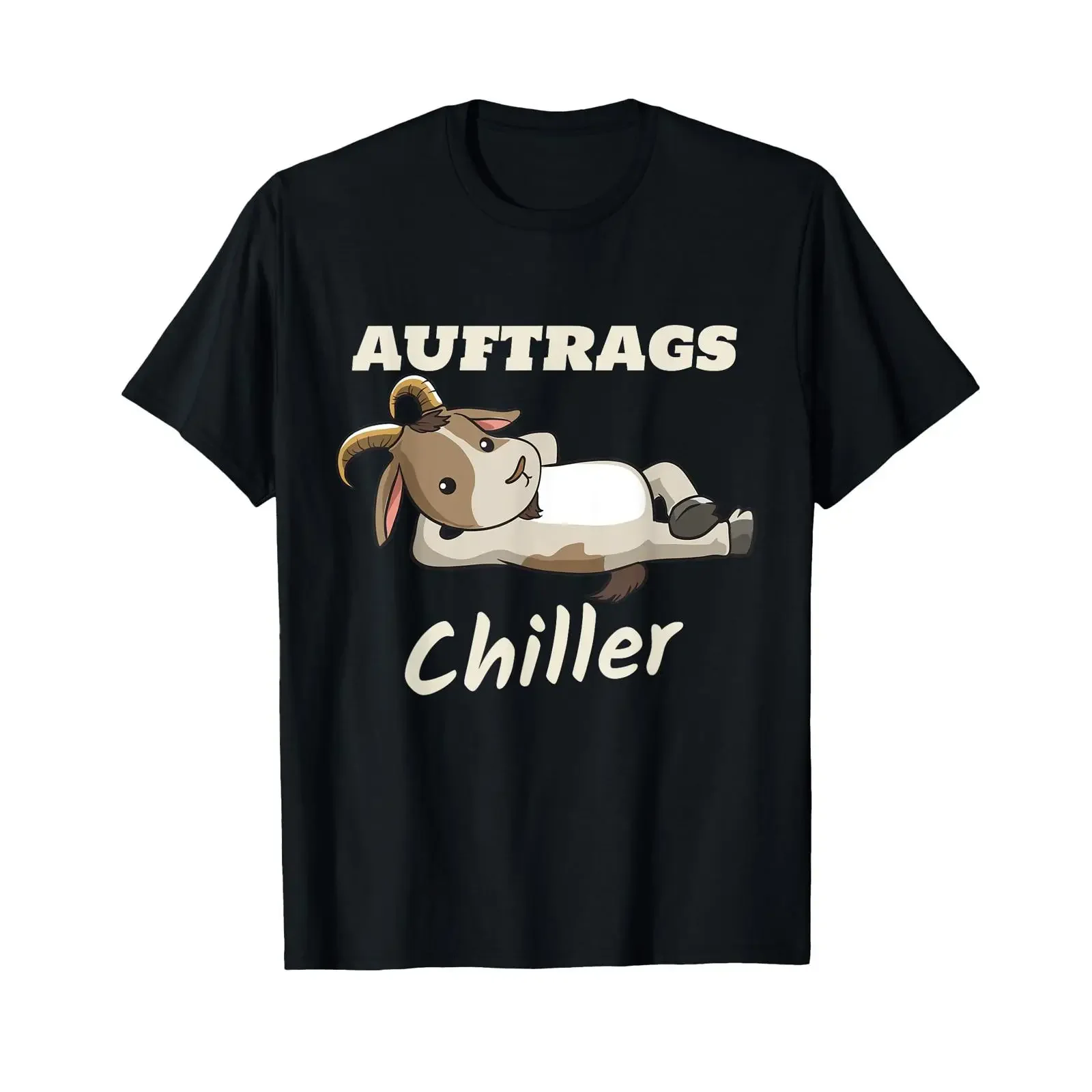 T Shirt with German Text Auftrags Chiller Goat Billy vintage Washed Casual Stretched Soft streetwear Unisex graphic