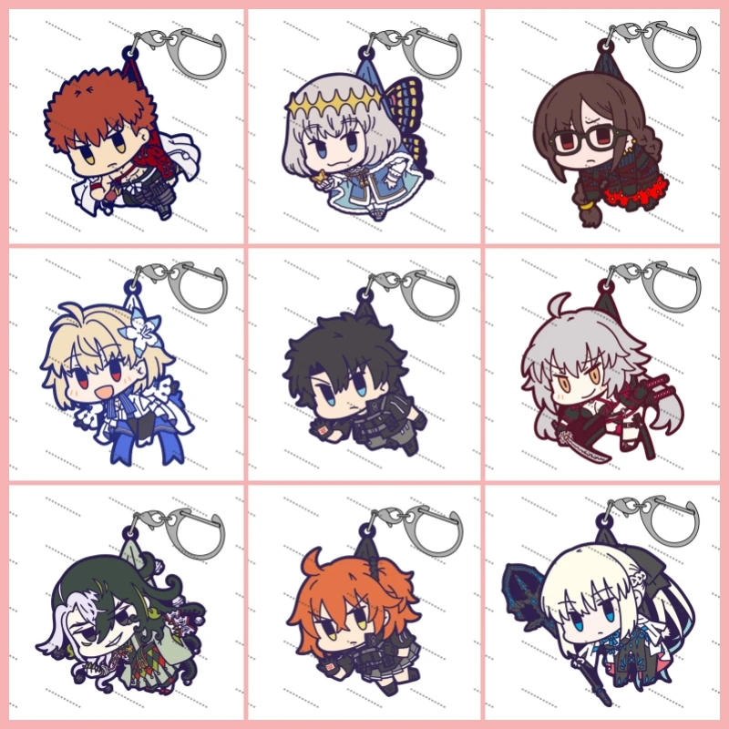 Juego Fate Grand Order Anime FGO FSN juego Saber Merlin Mash Gilgamesh lindo llavero de goma regalos para seguidores 6cm