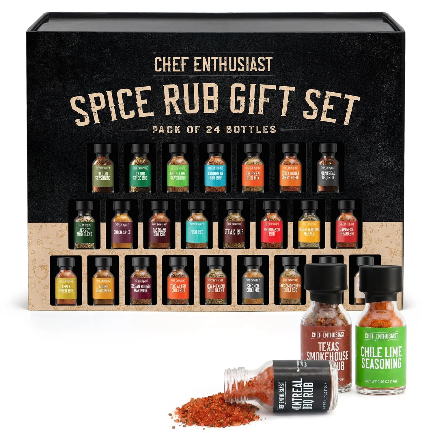 Set de Especias y Condimentos para Asar - 24 Especiales Gourmet para BBQ, Regalo para Papá, Esposo, Hombres - Regalo para Entusiastas de la Cocina