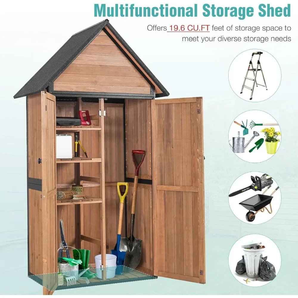 

Outdoor Shed Storage,Garden Shed with Metal Frame Structure and Adjustable Shelves,Large Capacity Storage Tool Cabinet Box