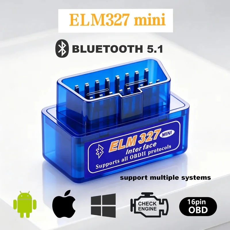 1-5pcs ELM327 mini Scanner Bluetooth 5.1 Check Engine Fault Detector Car Diagnostic Tool OBD2 Protocol Wireless Code Reader
