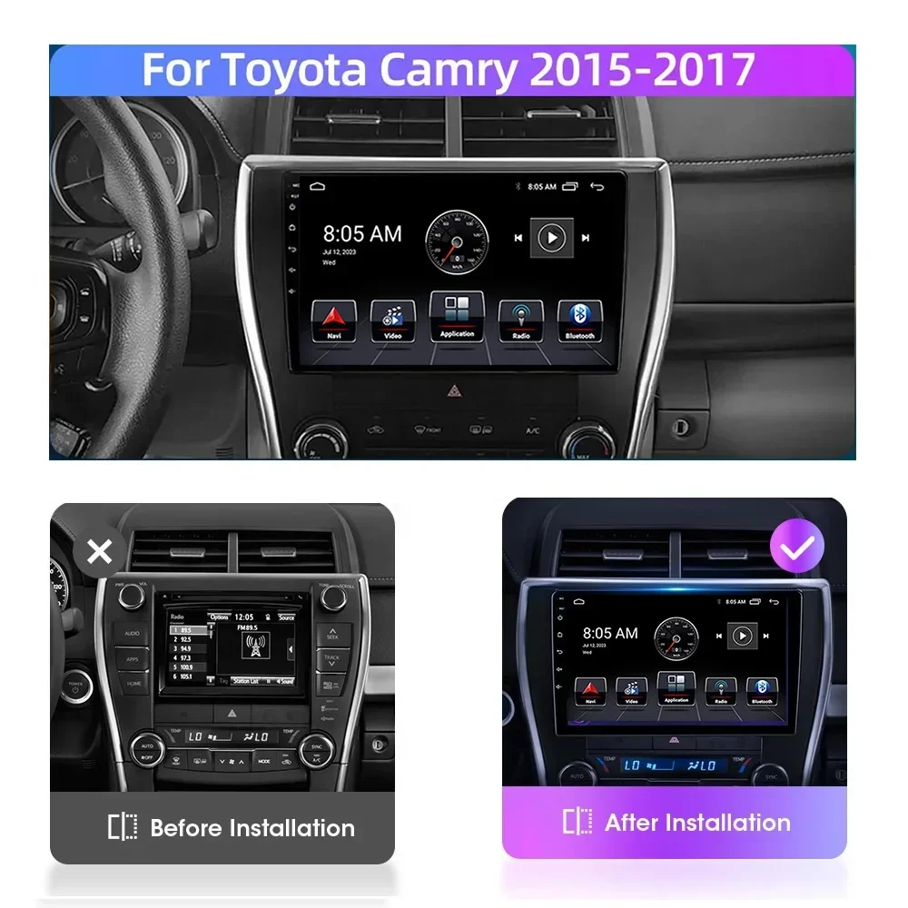 

8GB+128GB 4G Android 13 Radio For Toyota Camry 8 50 55 2015-2017 Car stereo Multimedia Player Carplay Auto GPS navigation 2DIN