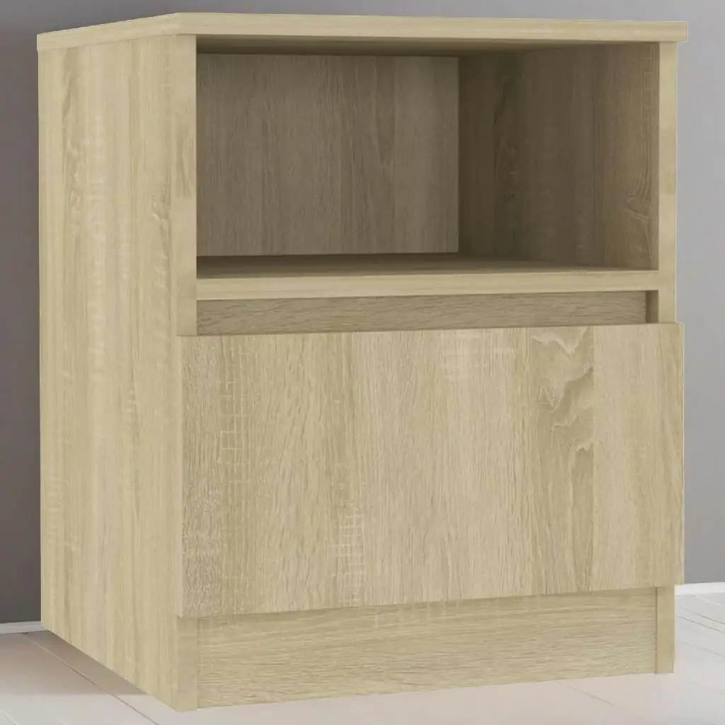 Set of 2 Sonoma Oak Bed Cabinets - 40x40x50 cm, Stylish Engineered Wood Storage Solution