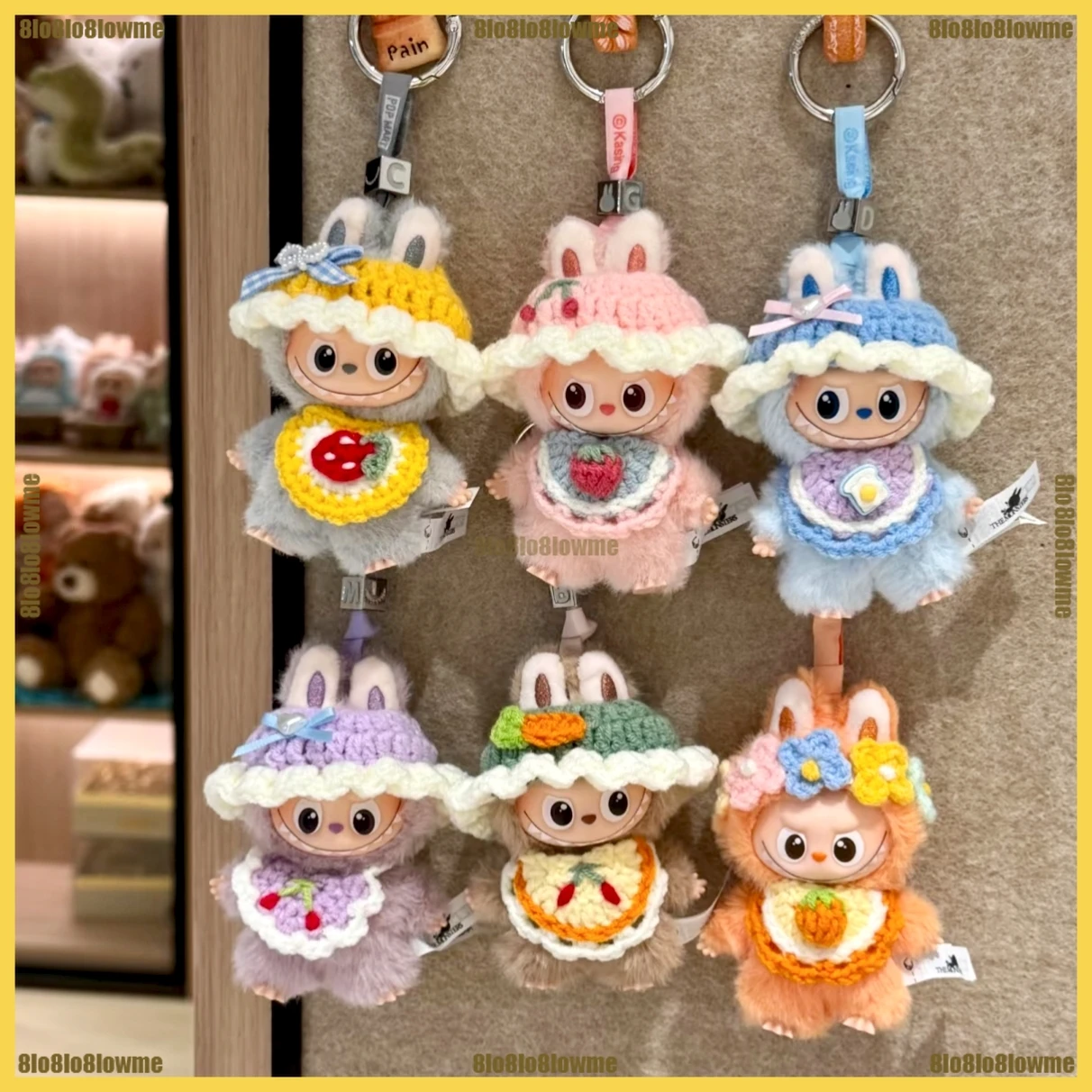 Multi-style Labubu 4.0 Clothes Handmade Cute Bucket Hat Knit Bib 2-piece Set Mini Plush Doll Clothing Fashion Doll Accessories