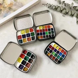 12/24 Grids Mini Watercolor Paint Palette With Lid Travel Portable Empty Watercolor Tin Box Metal Painting Tray Art Supplies