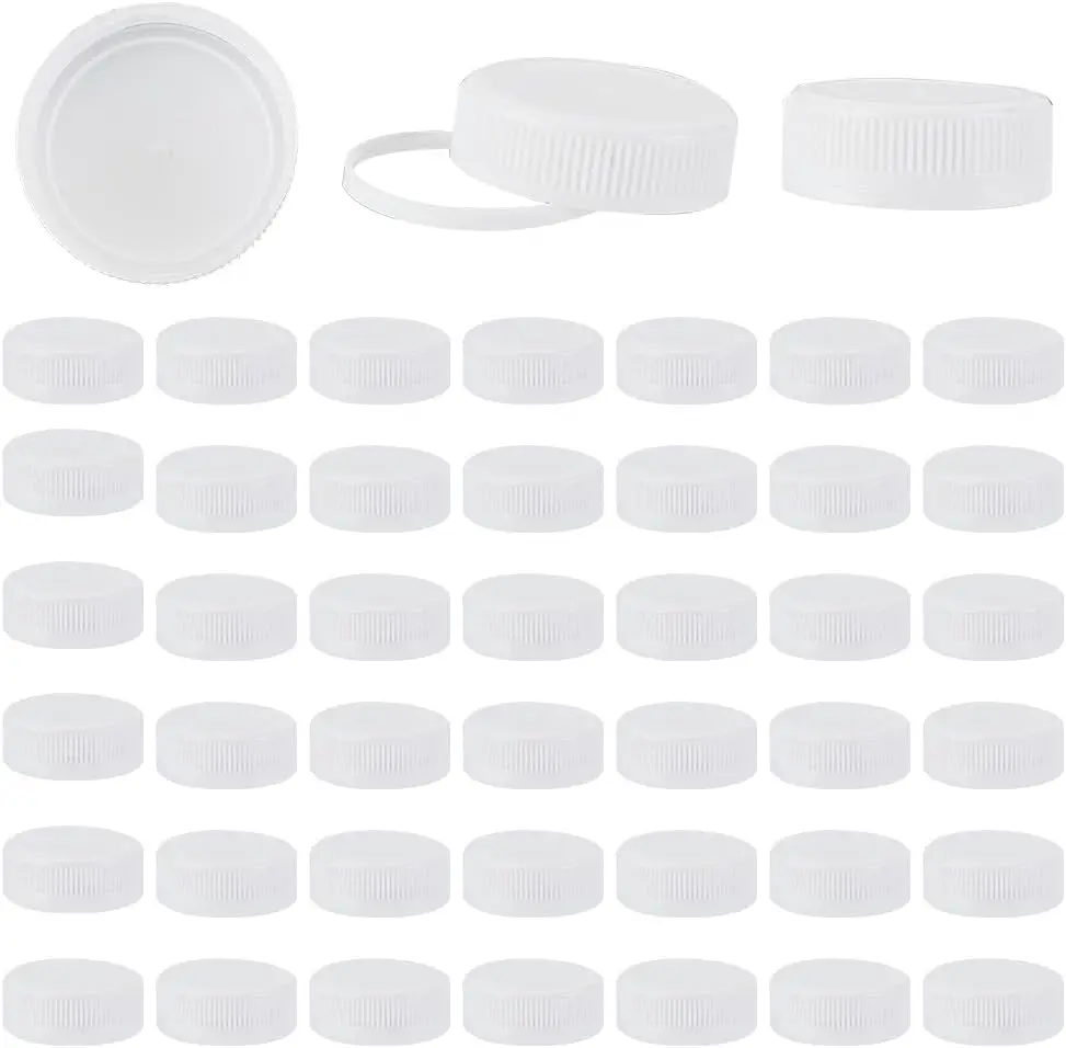 50Pcs Plastic Bottle Caps White Screw-On Caps 38mm Inner Diameter Bottle Jug Storage Cap Lids White Plastic Tamper Seal Lids