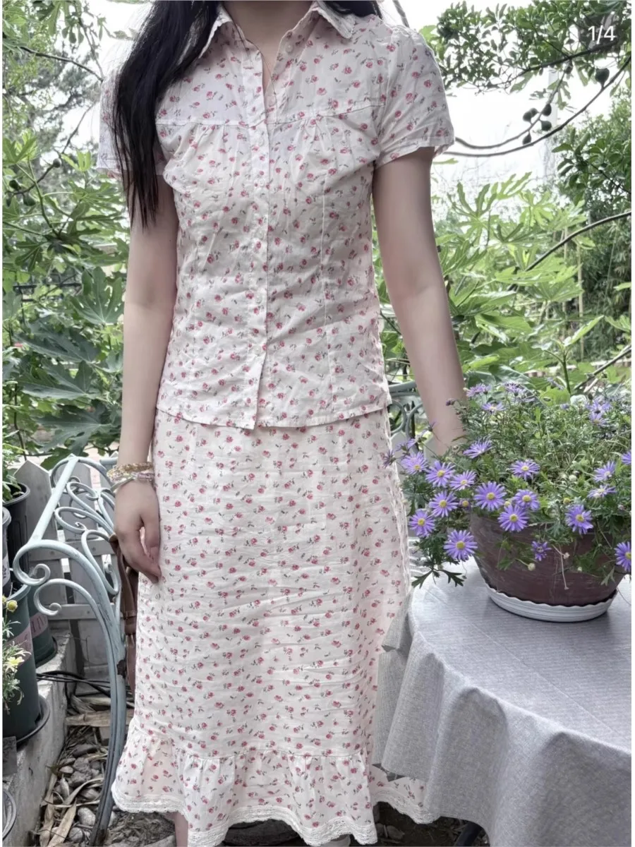 

Милая юбка трапециевидной формы с высокой талией и цветочным принтом, женская летняя новая повседневная мини-юбка в консервативном стиле с боковой молнией, милые винтажные элегантные Falas Y2K