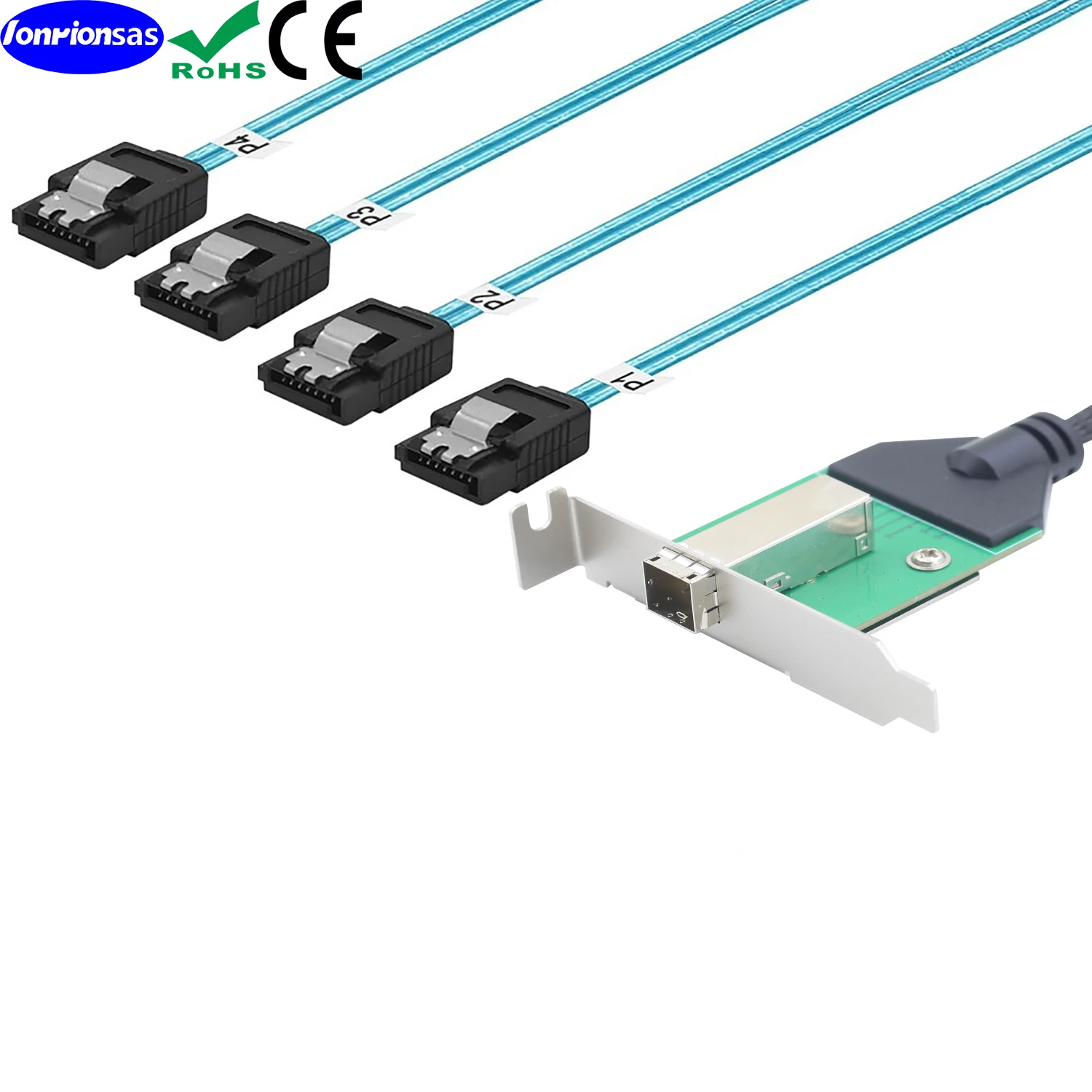 Imagem -02 - Lonrionsas-mini Sas Cabo Adaptador Externo hd Sff8644 Pcba para Portas Sata Disco Rígido Servidor de Dados Raid Cabo 30awg 12g