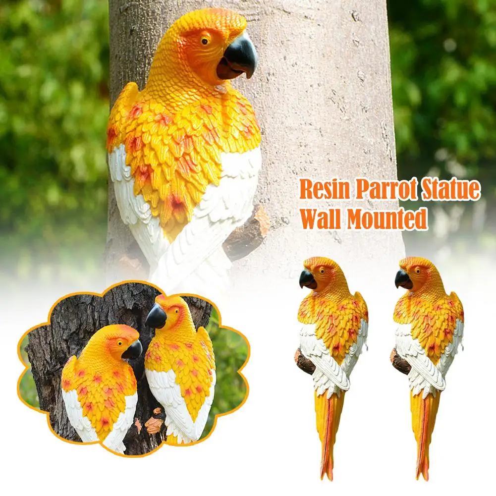 Tropical Parrot Decorative Resin Bird Statue Garden Pendant Home Decor Decor Wall Ornament B9r1