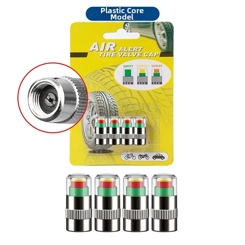 4 Pcs Tire Pressure Indicator Valve Covers for Car with Color Coding 24 BAR Monitoring Fits Most Vehicle Tire Valve Stems