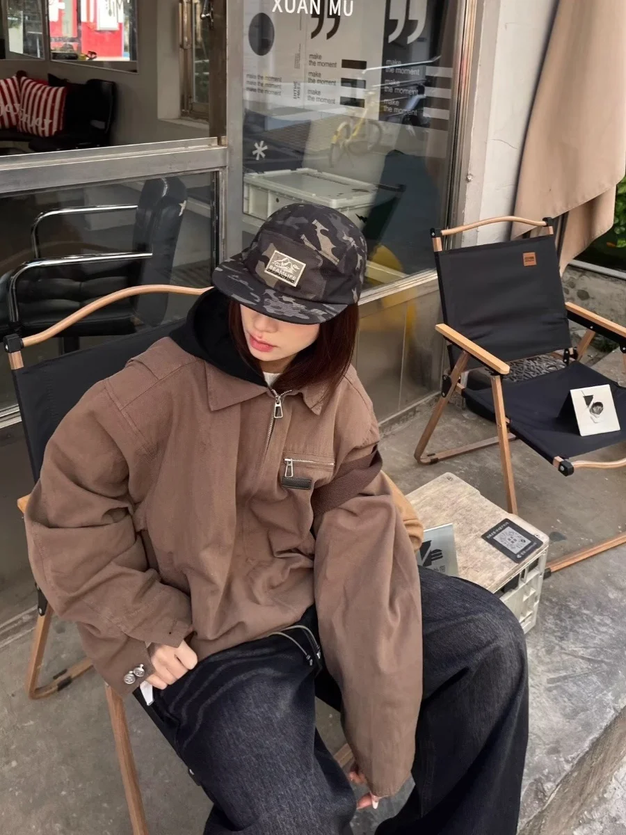 

Cleanfit American Sle ort Jaet с капюшоном ex Ретро вышитый воротник Детройт Спецодежда Пальто Весна Осень Смесь хлопка