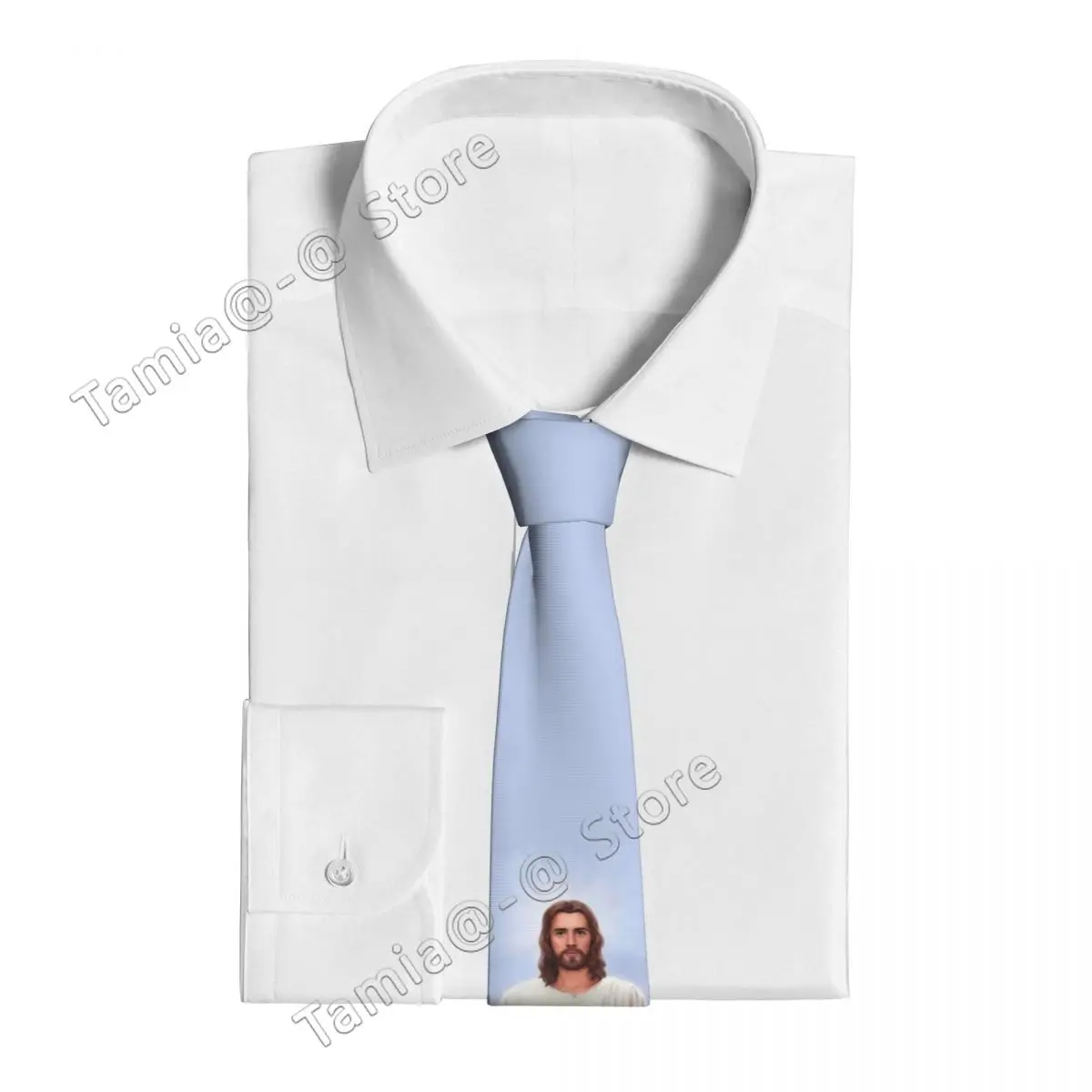 Christian Necktie Men Women Slim Polyester 8 cm Narrow Jesus Christ God Bless Neck Ties for Men Accessories Cravat Wedding Gift