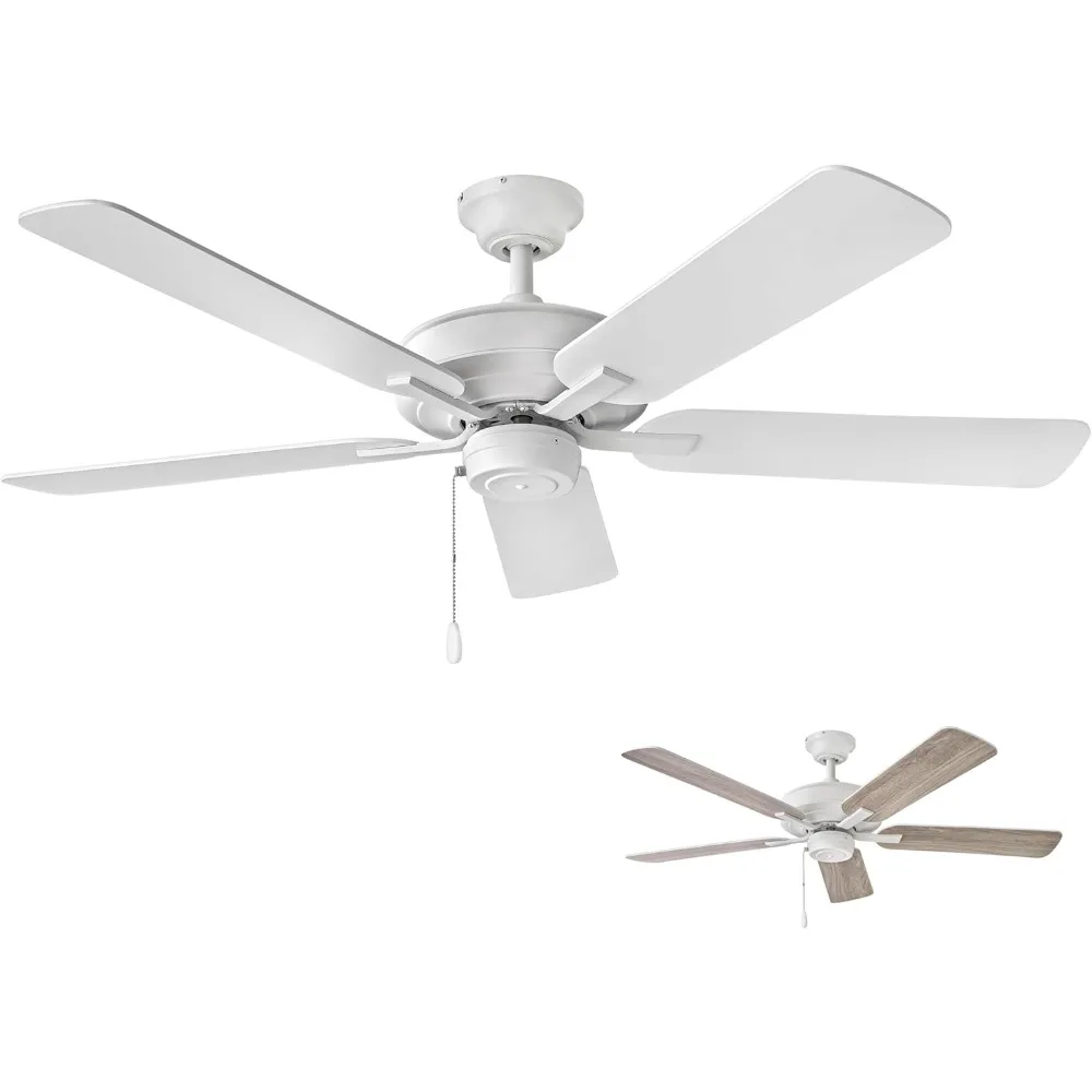 

Metro 52" Indoor Dual Mount Ceiling Fan with No Light - Traditional Style, Reversible Wooden Fan Blades - Chalk White & Weather