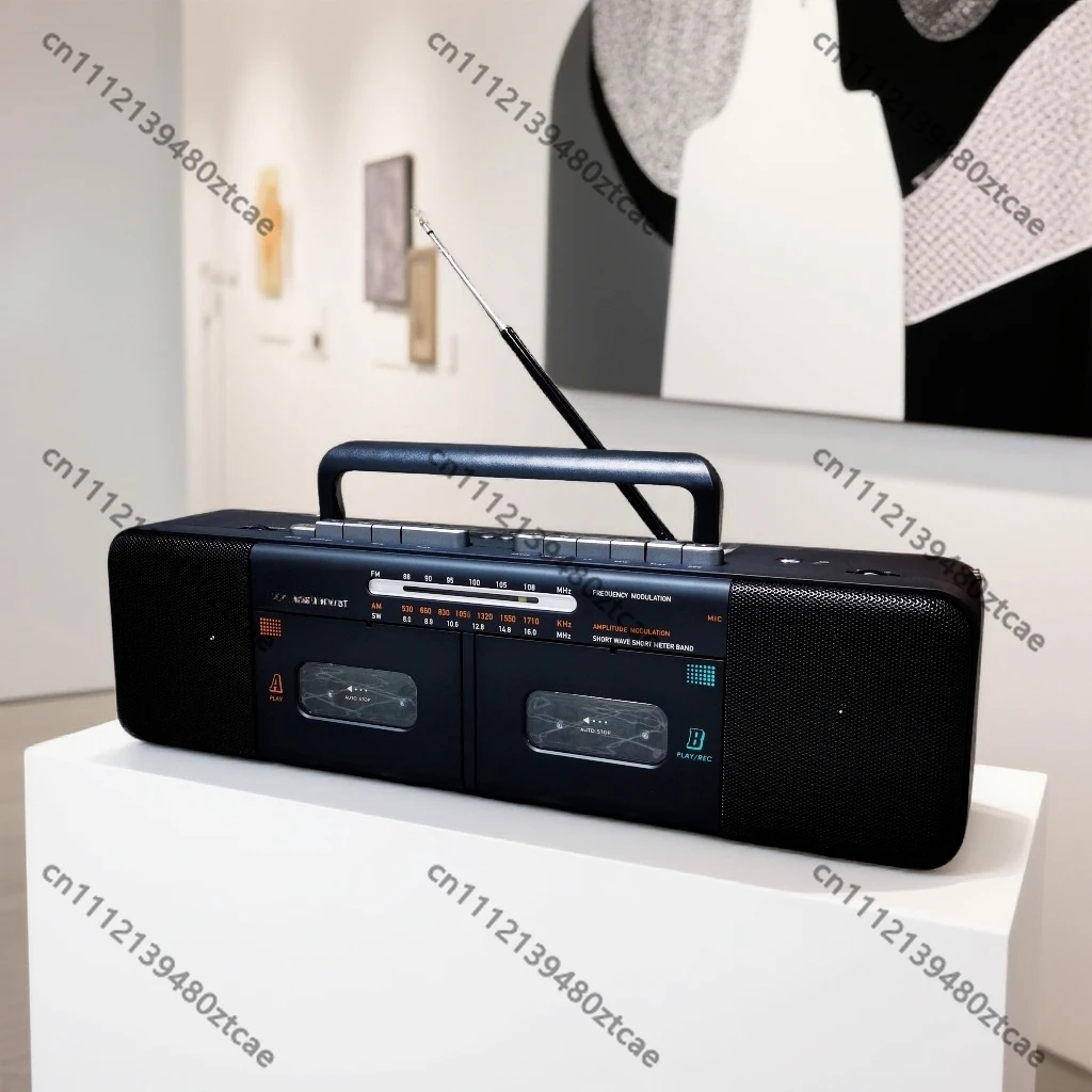 Dual Channel Stereo Dual Cassette Recorder Radio Bluetooth Speaker Card Rechargeable Tape Player