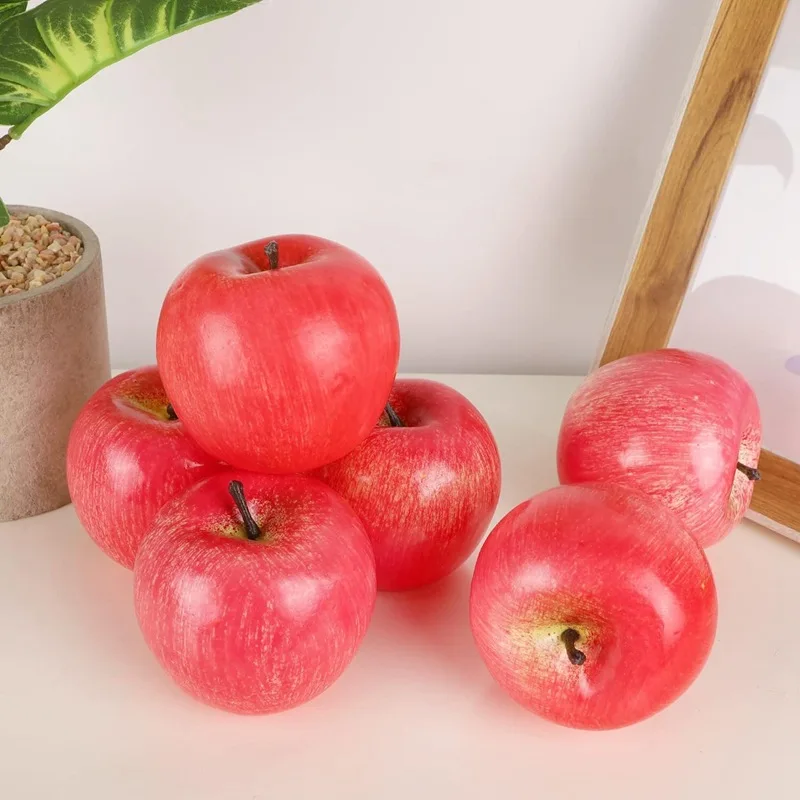 5 Stück Rosa Grün Rot Gelb Künstliche Äpfel für Haus Garten Küche Wohnzimmer Dekoration Gefälschte Früchte Fotografie-Requisiten