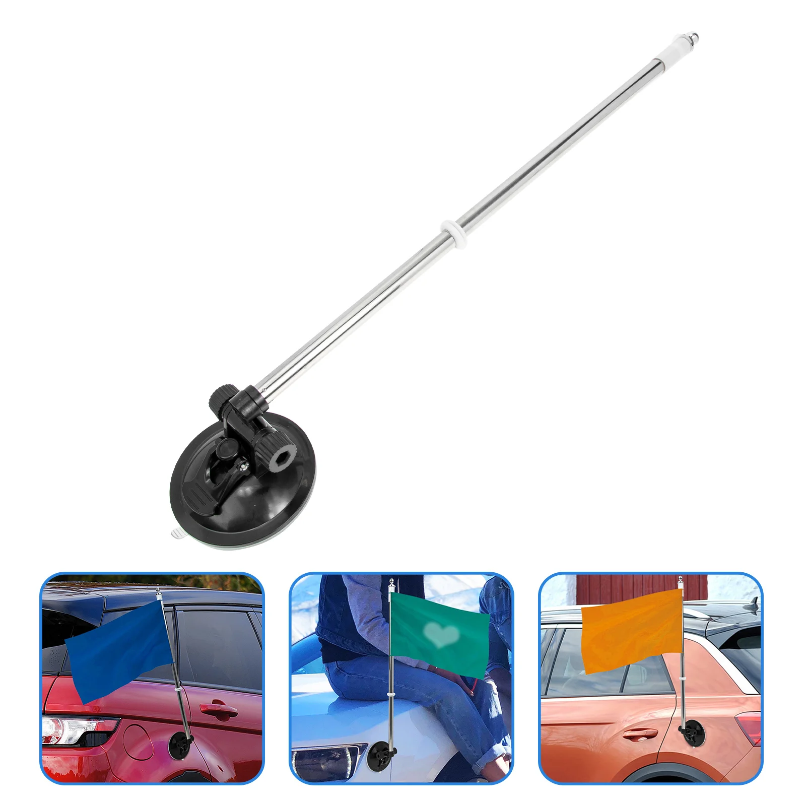 Suction Cup Flagpole Holder Grip Firmly Fine Display Decorations Stand Telescopic Car Mount Abs Rubber Outdoor