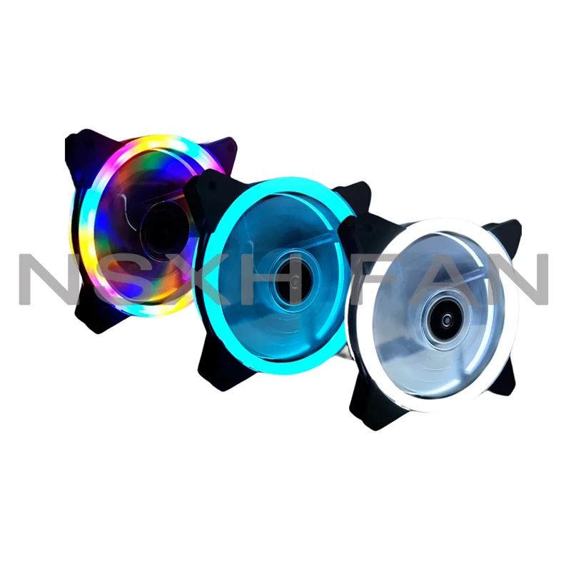 

Desktop Host Computer Case Fan 12cm Aurora RGB Eclipse Led Color Changing Dual Aperture Water Cooling Quiet Cooling