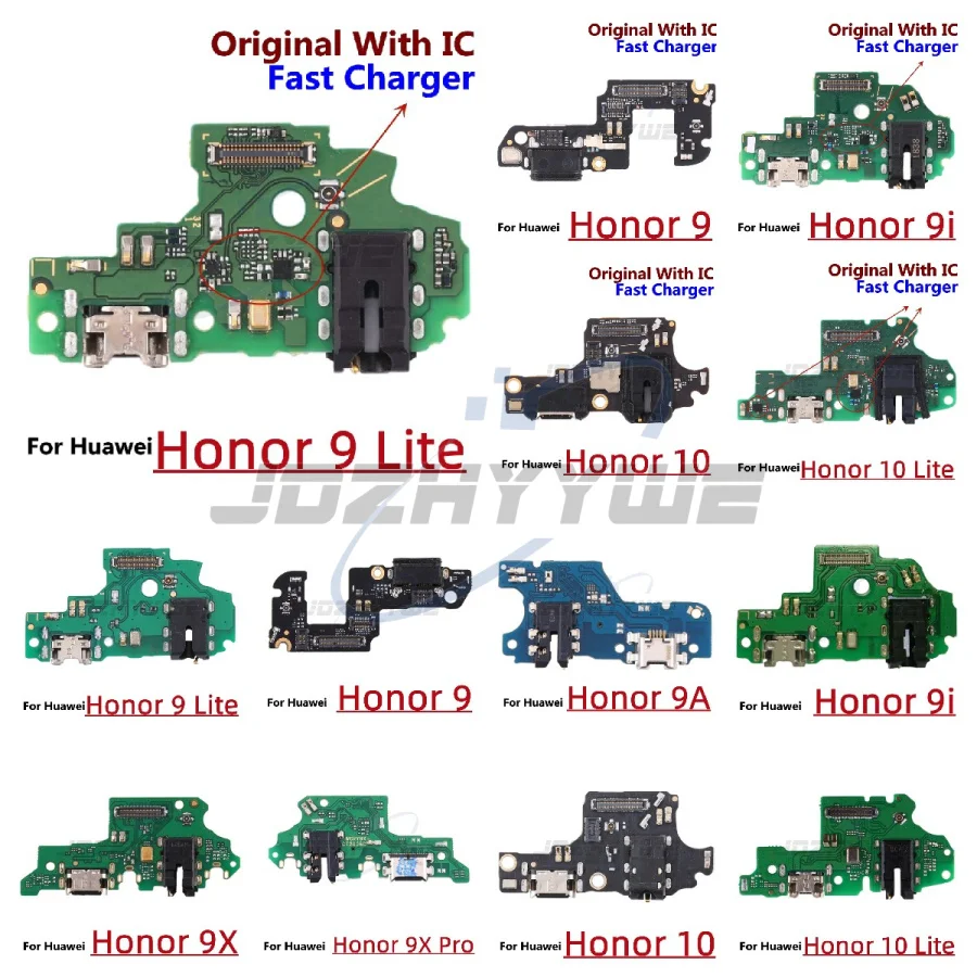 Original Charging Port Connector Board Parts Flex Cable With Microphone Mic For Huawei Honor 9 9i 9X Pro 9A 10 Lite Fast Charger