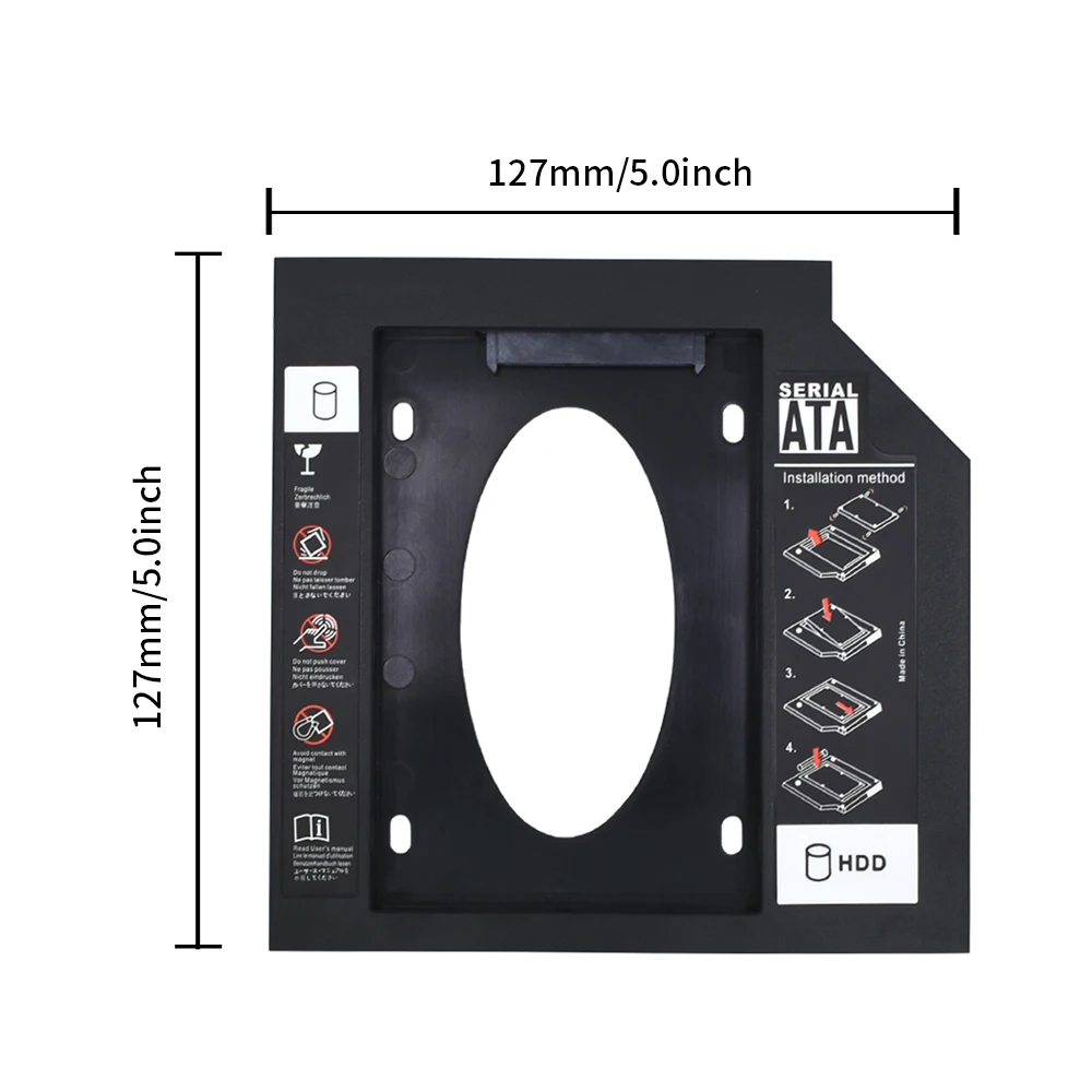 حافظة قرص صلبة من التيشيرك للكمبيوتر المحمول ، مرفَّق من أجل ، أو خليج بصري ، أو SSD ، أو ساتا ، أو بلاستيك ، ثانية ، أو ay