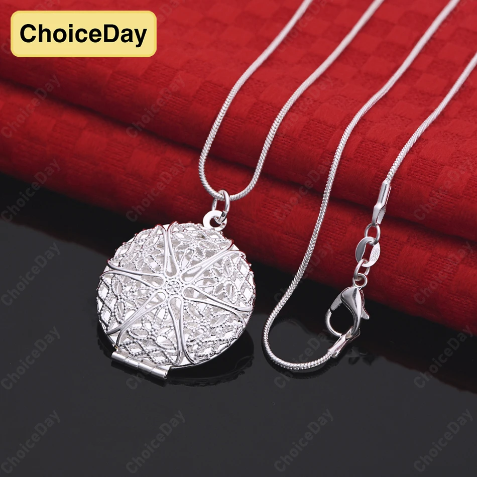 

ChoiceDay Fashion 925 Sterling Silver Delicate Round Pendant Necklace for Women Party Accessories Jewelry Gift