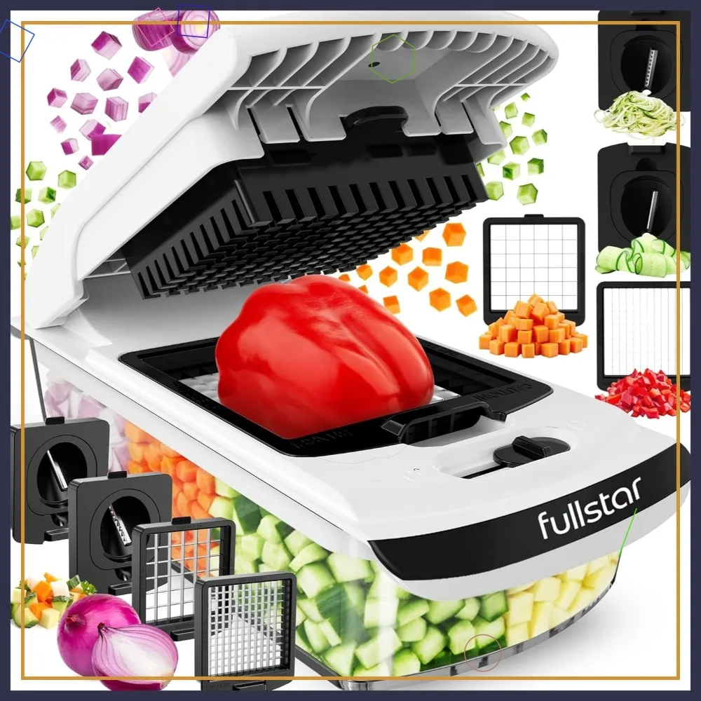 

4-in-1 Vegetable Chopper, Spiralizer & Fruit Slicer with Container - Kitchen Gadgets for Home Essentials