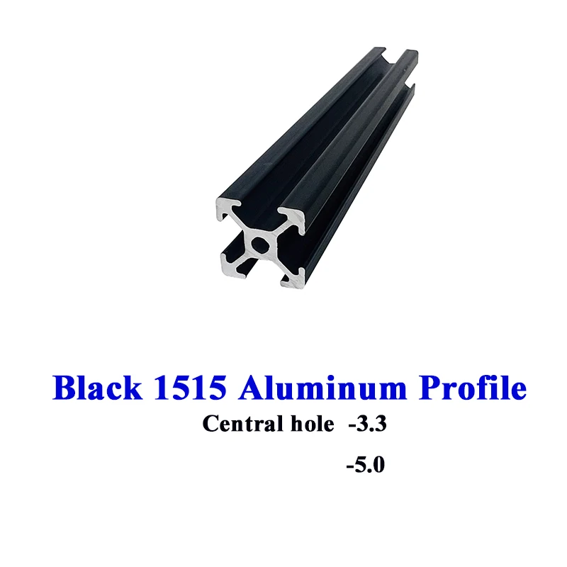 1PC BLACK 1515  Aluminum Profile Extrusion European Standard Anodized 100mm-800mm Length Linear Rail 15*15 for CNC 3D Printer