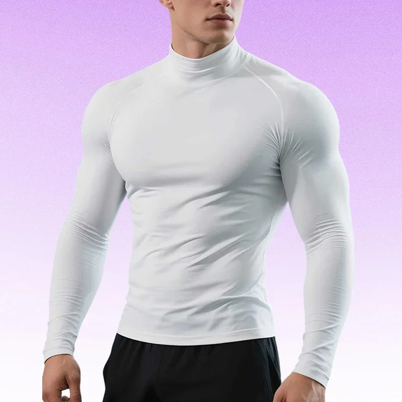 

New men's warm long inner layer, thick fleece double warmth, not afraid of ice and snow, solid color versatile