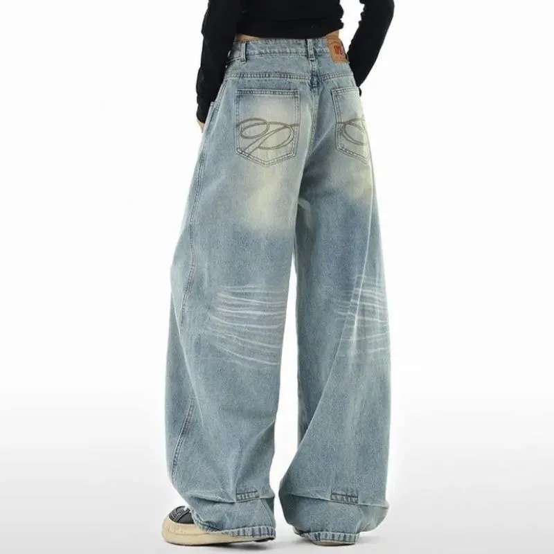 Slack Women's High-waisted Scimitar Jeans Spring Autumn New Trend Loose Wide-leg Trousers Fashion Women's Casual Mopping Jeans
