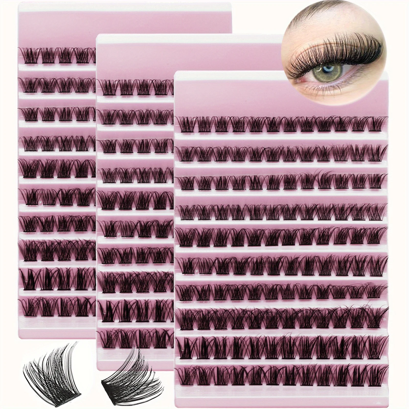 360 szt./3 szt. Klastrów rzęs 8-16mm pojedyncze rzęsy naturalny wygląd D Curl puszyste kasetowe rzęsy DIY przedłużanie rzęs