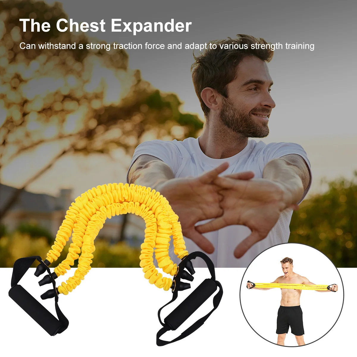 

Chest Expander 3x15 Pounds Spring Exerciser Portable Fitness Equipments Red Ergonomic Handles Muscle Training Arms Shoulders