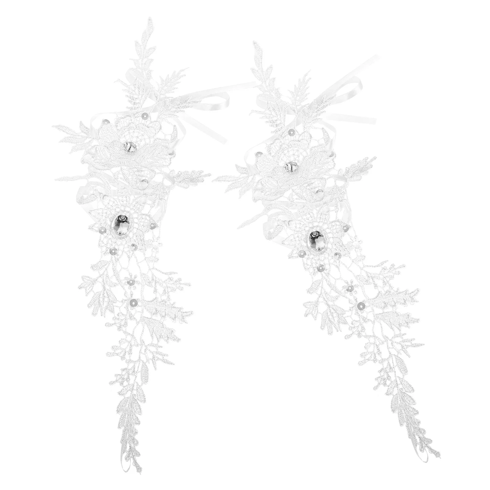 

1Pair Lace Gloves Women Wedding Rhinestone Embellished Fingerless Elegant Bridal Accessory Lace Gloves for Women