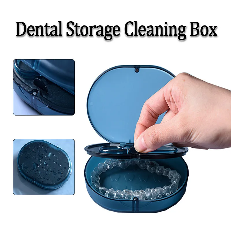 Waterproof Double‑Layer Denture Storage Box Orthodontic Retainer Cleaning Case for Mouth Guard False Teeth