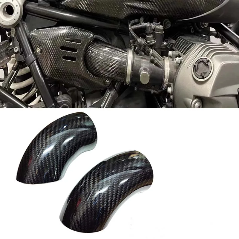 100% Pure Carbon Fiber Air Intake Protective Cover Guard For BMW R NINE 9 T Right Side exhaust Protection Motorcycle Accessories