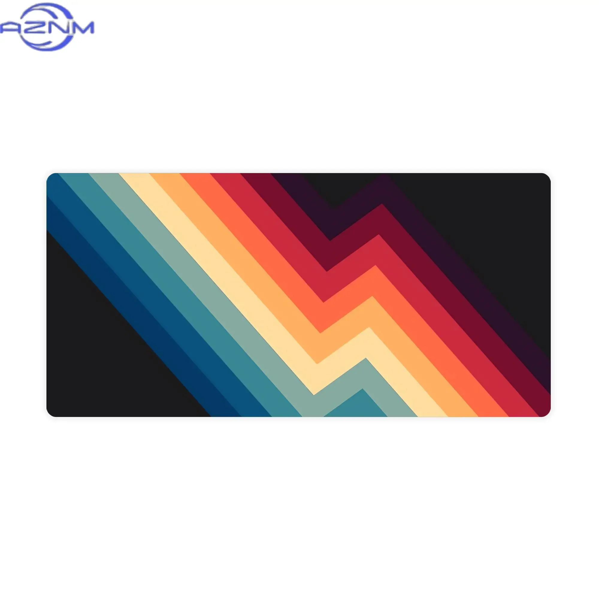 Aesthetic Desk Mat Featuring a Retro Abstract Geometric Striped Pattern from The 70S, Perfect for Writers Or Bloggers to Craft a